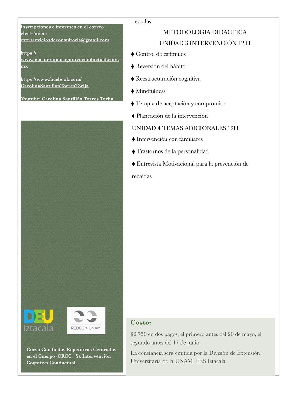 Psicoterapia Dra. Carolina Santillán Torres Torija