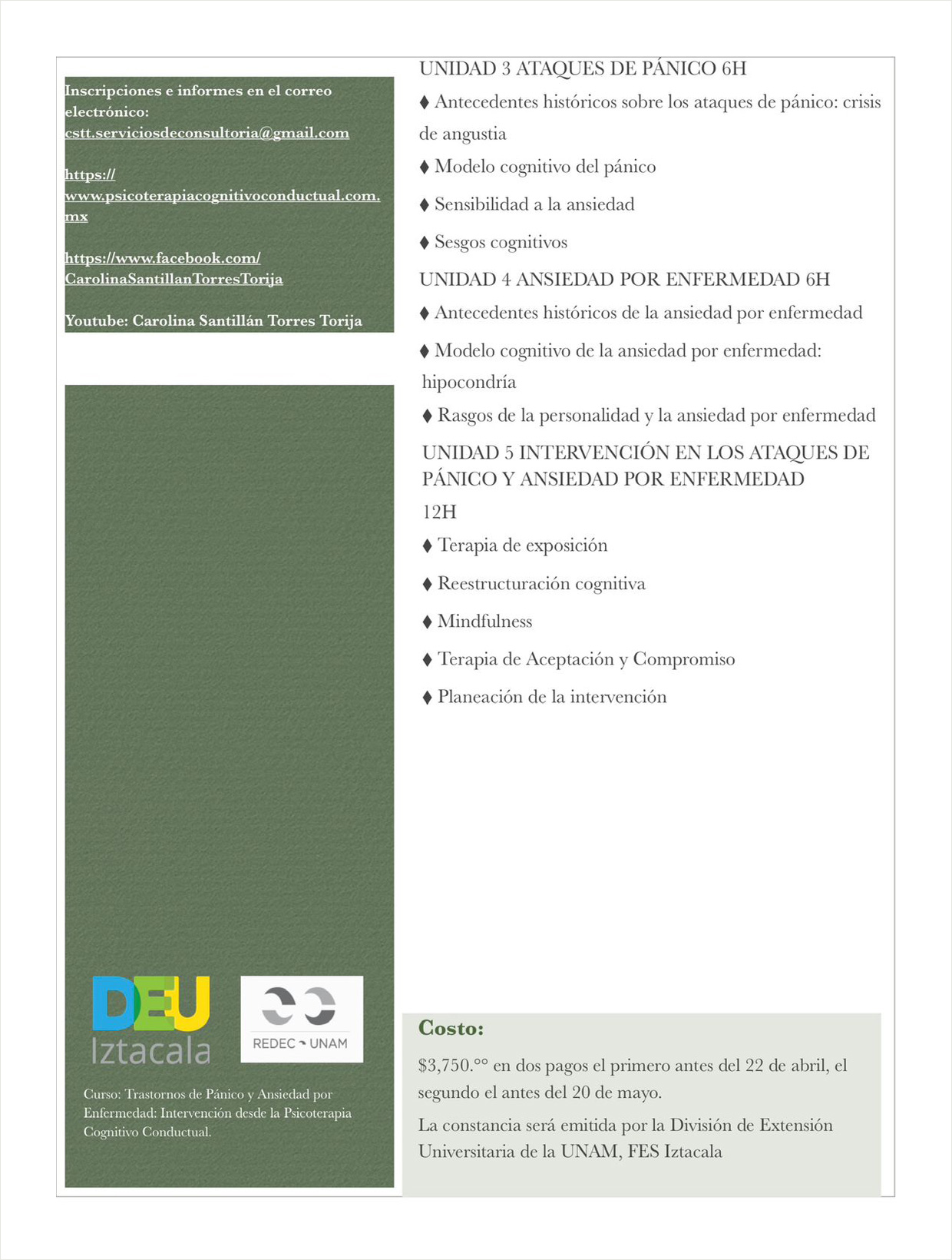 Psicoterapia Dra. Carolina Santillán Torres Torija