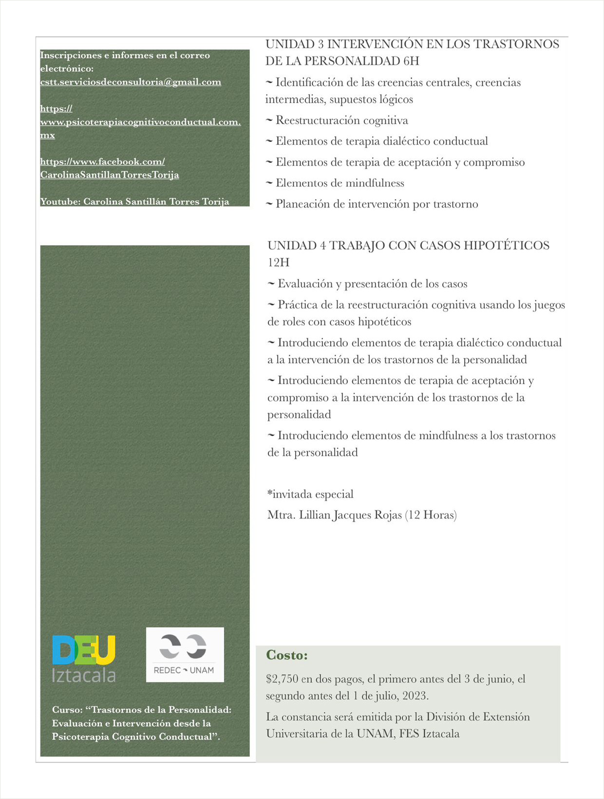 Psicoterapia Dra. Carolina Santillán Torres Torija